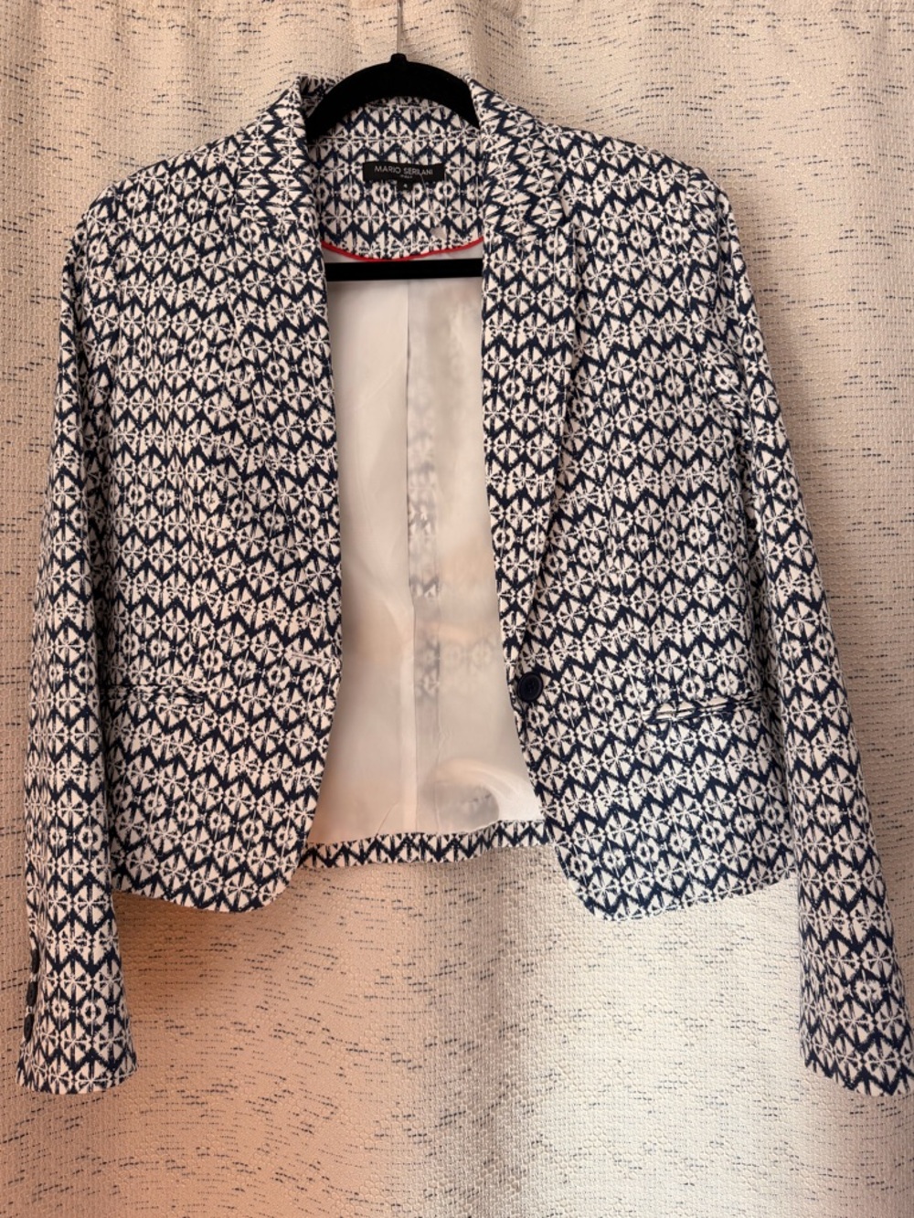Mario Serrani Navy and White Patterned  Blazer